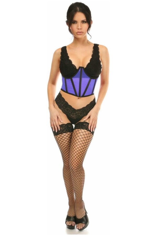 Lavish Neon Blue Mesh Open Cup Waist Cincher - Image 3