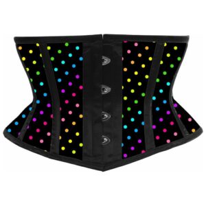Lavish Rainbow Polka Dot Print Satin Mini Cincher Corset
