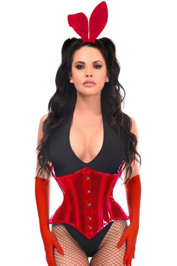 Lavish 4 PC Red Festival Bunny Corset Costume - Image 3