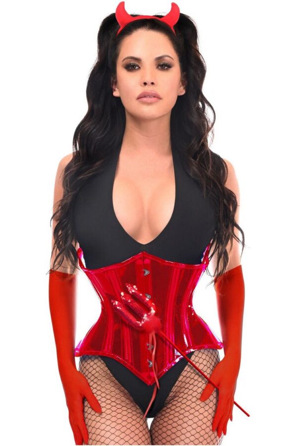Lavish 4 PC Red Festival Devil Corset Costume - Image 3