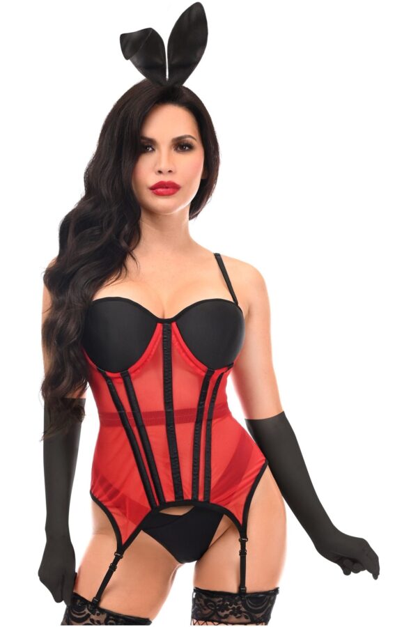 Lavish 4 PC Red/Black Sexy Bunny Lingerie Costume - Image 3