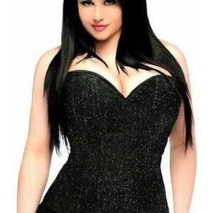 Lavish Black Glitter Side Zipper Corset - Daisy Corsets