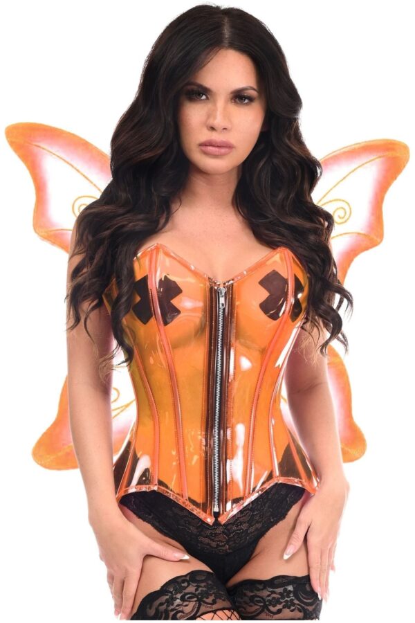 Lavish 2 PC Clear Orange Pixie Fairy Corset Costume - Image 3
