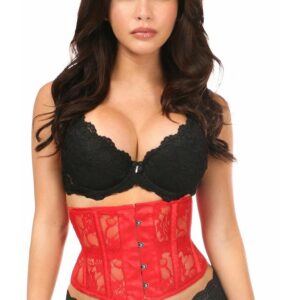 Lavish Red Sheer Lace Waist Cincher Corset - Daisy Corsets