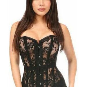 Lavish Black Sheer Lace Over Bust Corset - Daisy Corsets