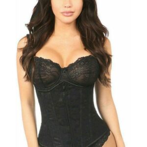 Lavish Black Underbust Corset w/Black Lace Overlay - Daisy Corsets