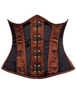 Top Drawer Black & Brown Steel Boned Underbust Corset