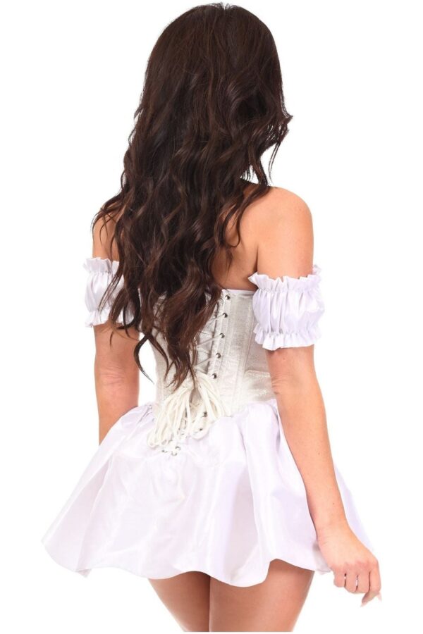 Top Drawer Steel Boned White Brocade & Taffeta Corset Dress - Image 4