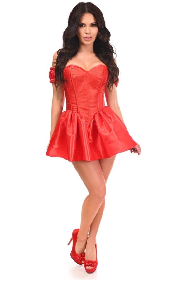 Top Drawer Steel Boned Red Brocade & Taffeta Corset Dress