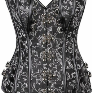 Top Drawer Brocade & Faux Leather Steel Boned Corset - Daisy Corsets