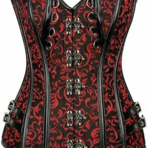 Top Drawer Brocade & Faux Leather Steel Boned Corset - Daisy Corsets