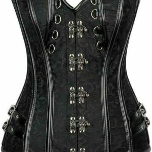 Top Drawer Brocade & Faux Leather Steel Boned Corset - Daisy Corsets