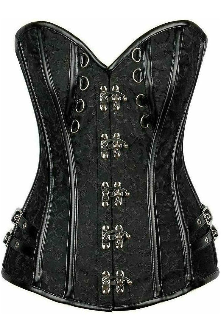 Top Drawer Brocade & Faux Leather Steel Boned Corset - Daisy Corsets