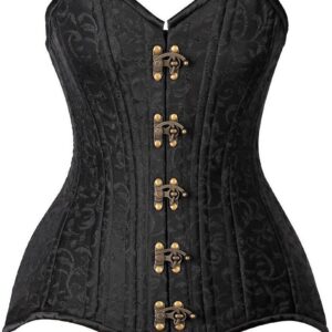 Top Drawer CURVY Black Brocade Double Steel Boned Overbust Corset