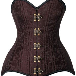 Top Drawer CURVY Brown Brocade Double Steel Boned Overbust Corset