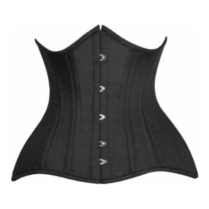 Top Drawer CURVY Black Cotton Double Steel Boned Underbust Waist Cincher Corset - Daisy Corsets