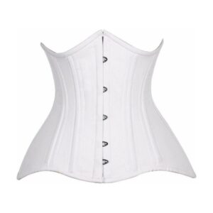 Top Drawer CURVY White Cotton Double Steel Boned Underbust Waist Cincher Corset - Daisy Corsets