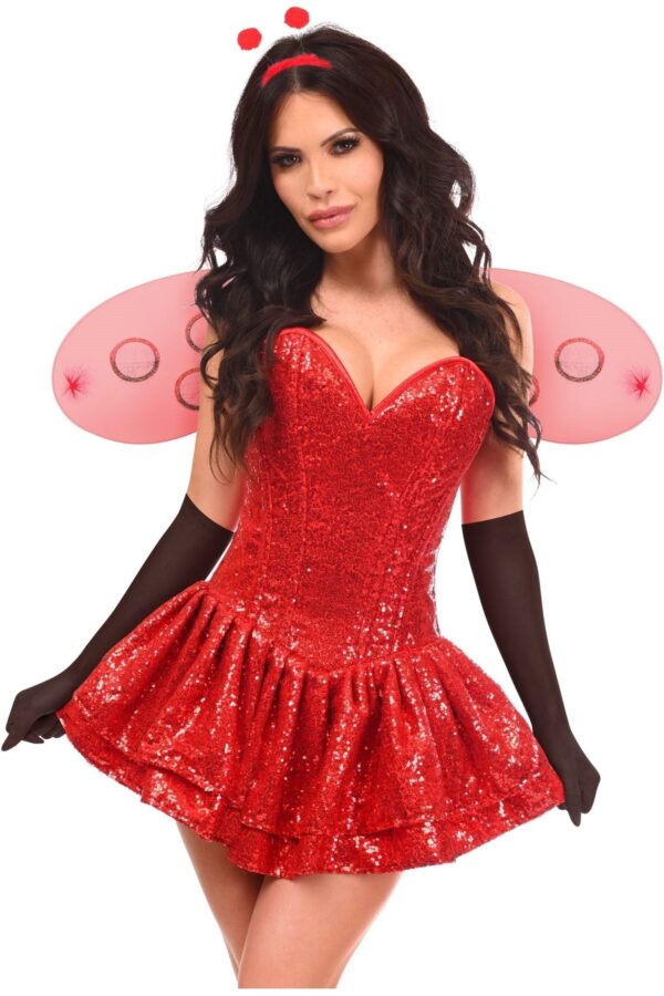 Top Drawer 4 PC Sequin Ladybug Corset Dress Costume - Image 3