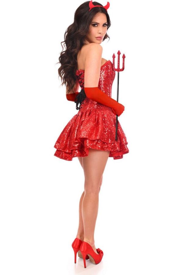 Top Drawer 5 PC Sequin Devil Corset Costume - Image 2