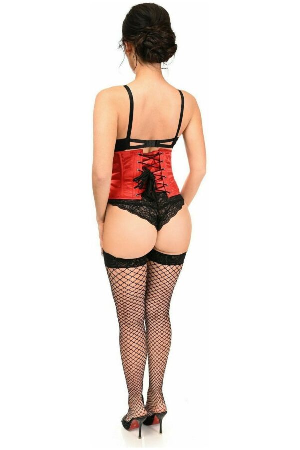 Top Drawer Red Satin Steel Boned Mini Cincher - Image 4