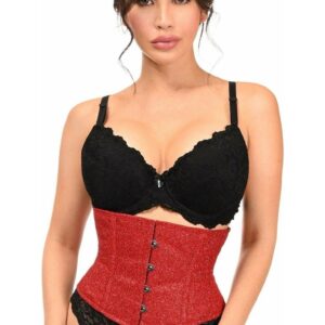 Top Drawer Cherry Bomb Glitter Steel Boned Mini Cincher - Daisy Corsets
