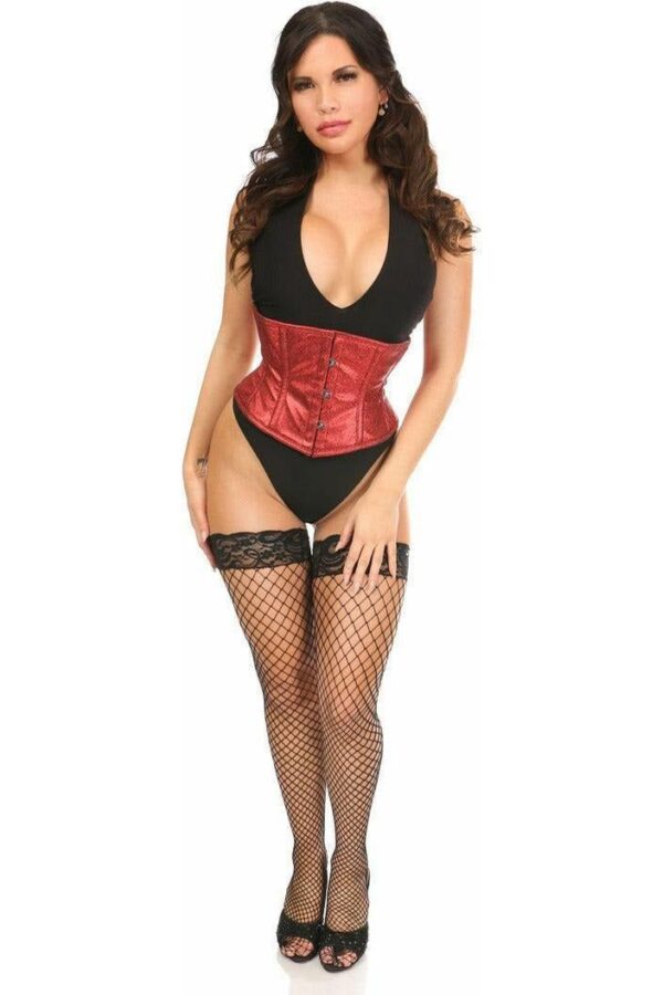 Top Drawer Cherry Bomb Glitter Steel Boned Mini Cincher - Daisy Corsets