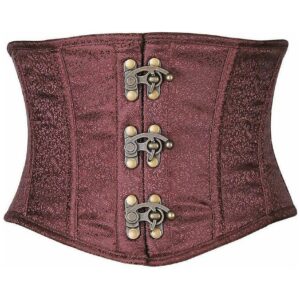 Top Drawer Brown Brocade Steel Boned Mini Cincher w/Clasps - Daisy Corsets