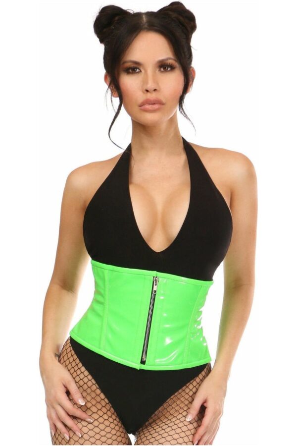 Top Drawer Neon Green Patent Steel Boned Mini Cincher - Daisy Corsets