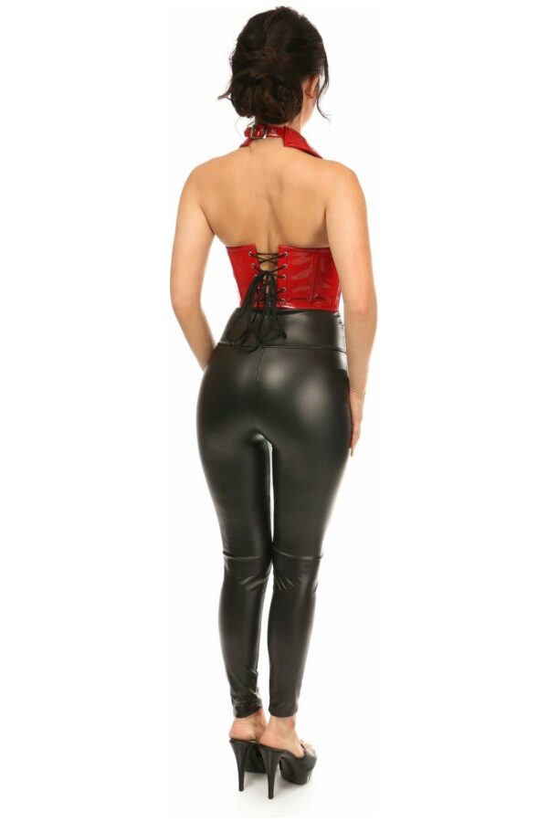 Top Drawer Red Patent Steel Boned Collared Bustier Top - Image 4