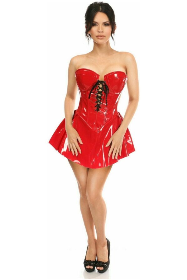 Top Drawer Red Patent Steel Boned Corseted Dress - Image 2