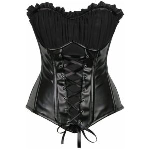 Top Drawer Black Faux Leather Lace-Up Steel Boned Corset - Daisy Corsets