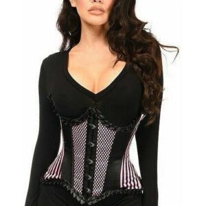 Top Drawer Pink Burlesque Underwire Curvy Cut Waist Cincher Corset - Daisy Corsets