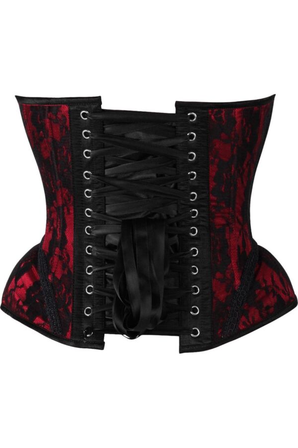 Top Drawer Red w/Black Lace Steel Boned Underwire Bustier Corset - Image 7