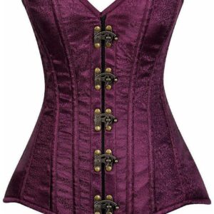 Top Drawer Plum Brocade Steel Boned Corset w/Clasp Closure - Daisy Corsets