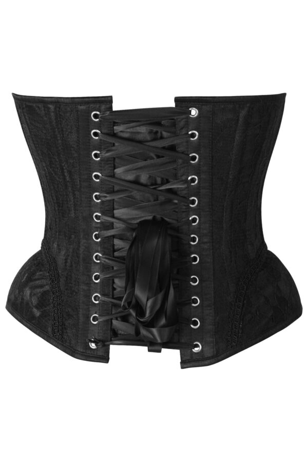 Top Drawer Black w/Black Lace Steel Boned Underwire Bustier Corset - Image 7