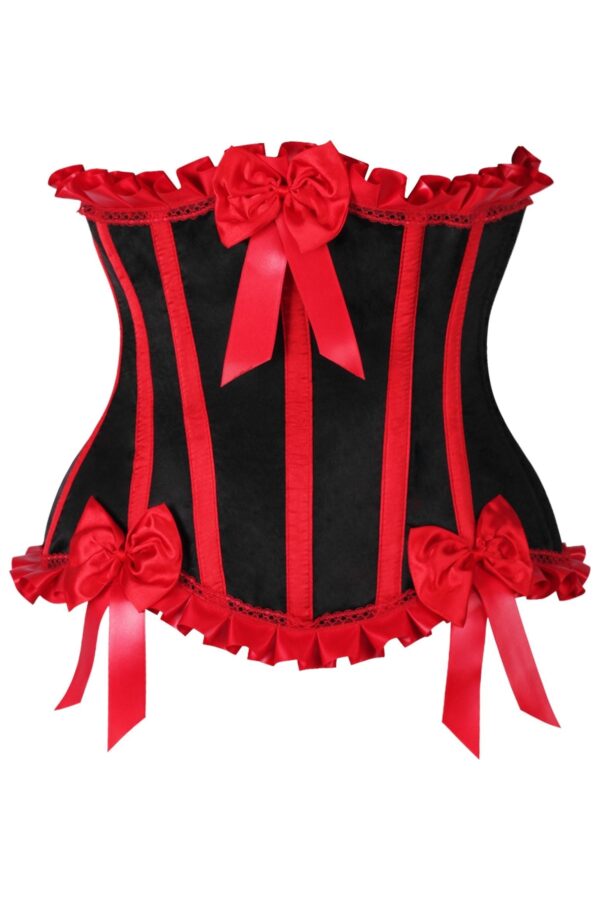 Top Drawer Black/Red Steel Boned Burlesque Underbust Corset Waist Cincher - Image 5