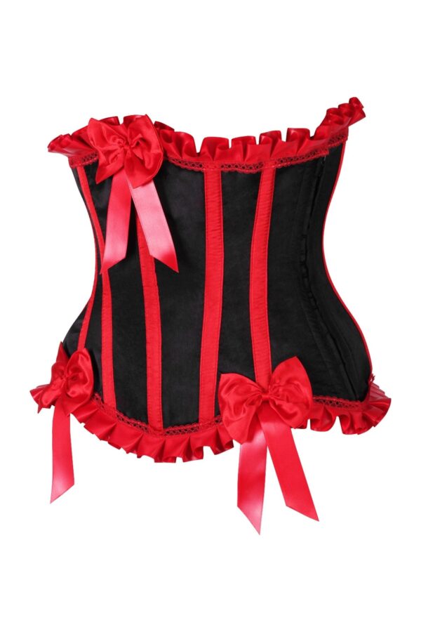 Top Drawer Black/Red Steel Boned Burlesque Underbust Corset Waist Cincher - Image 6