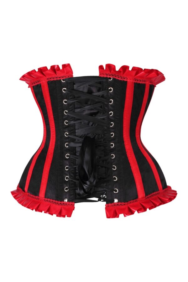 Top Drawer Black/Red Steel Boned Burlesque Underbust Corset Waist Cincher - Image 7