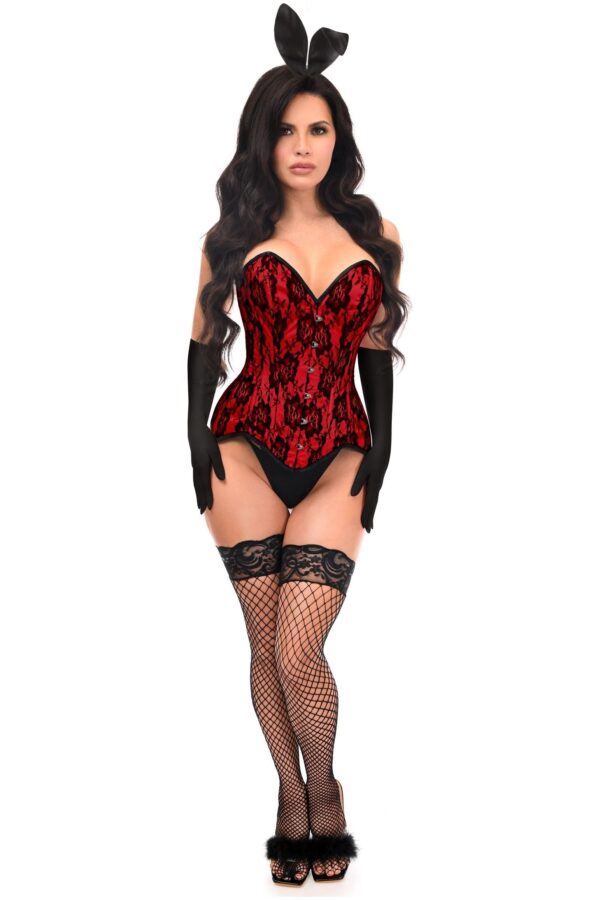 Top Drawer 4 PC Premium Red Bunny Corset Costume