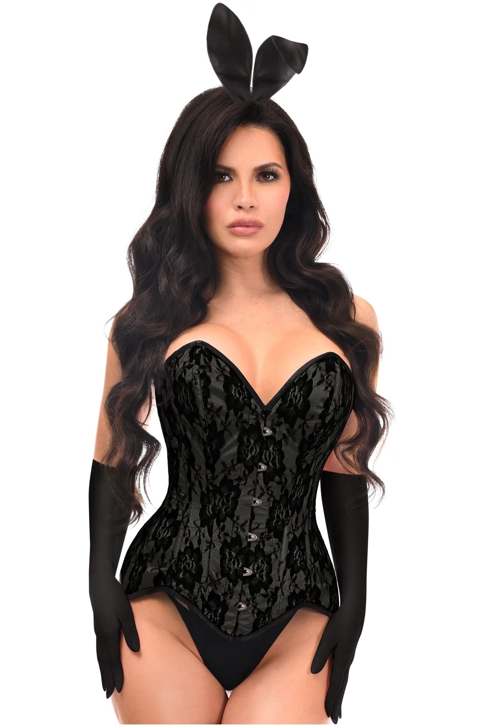 Top Drawer 4 PC Premium Black Bunny Corset Costume - Image 3