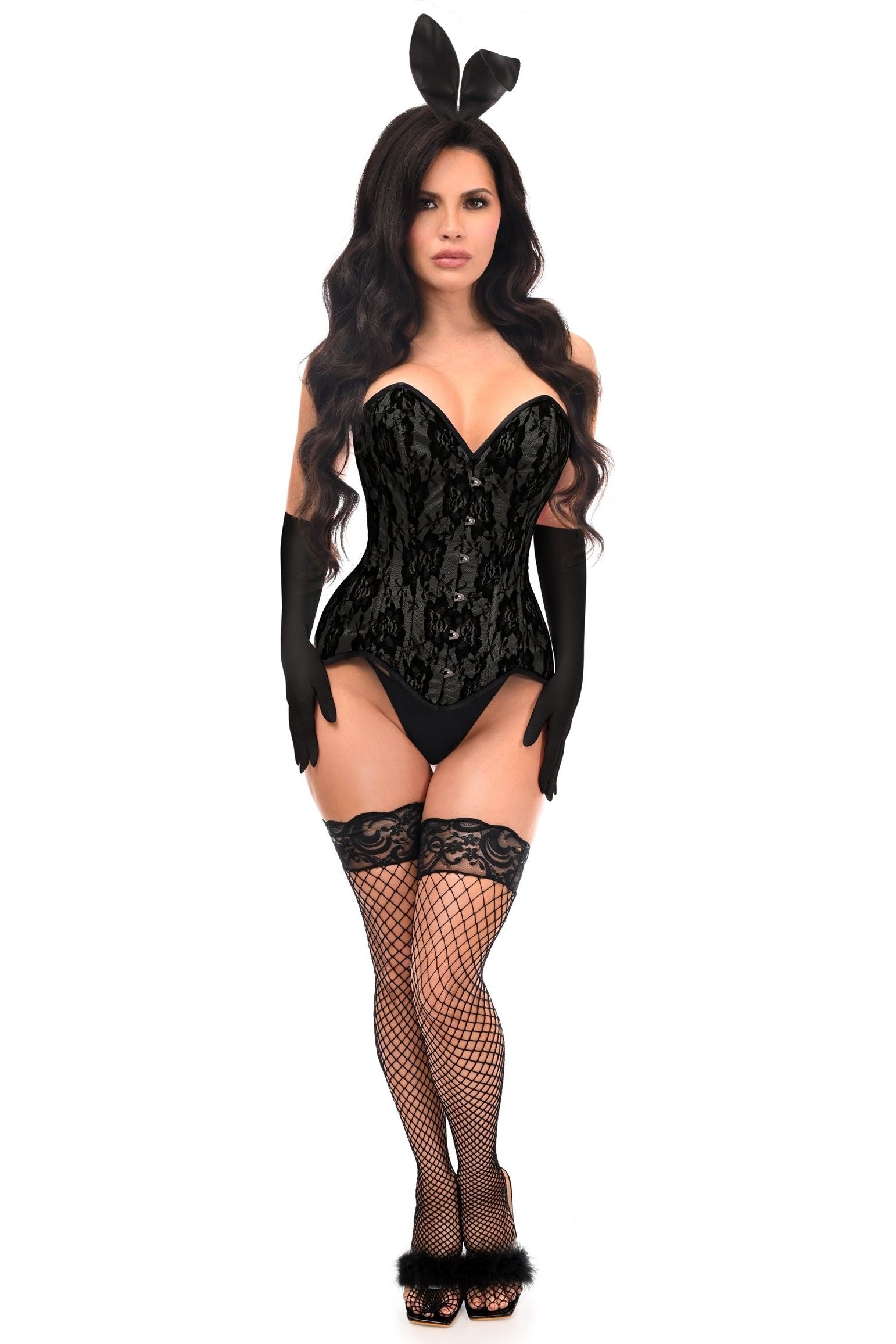 Top Drawer 4 PC Premium Black Bunny Corset Costume