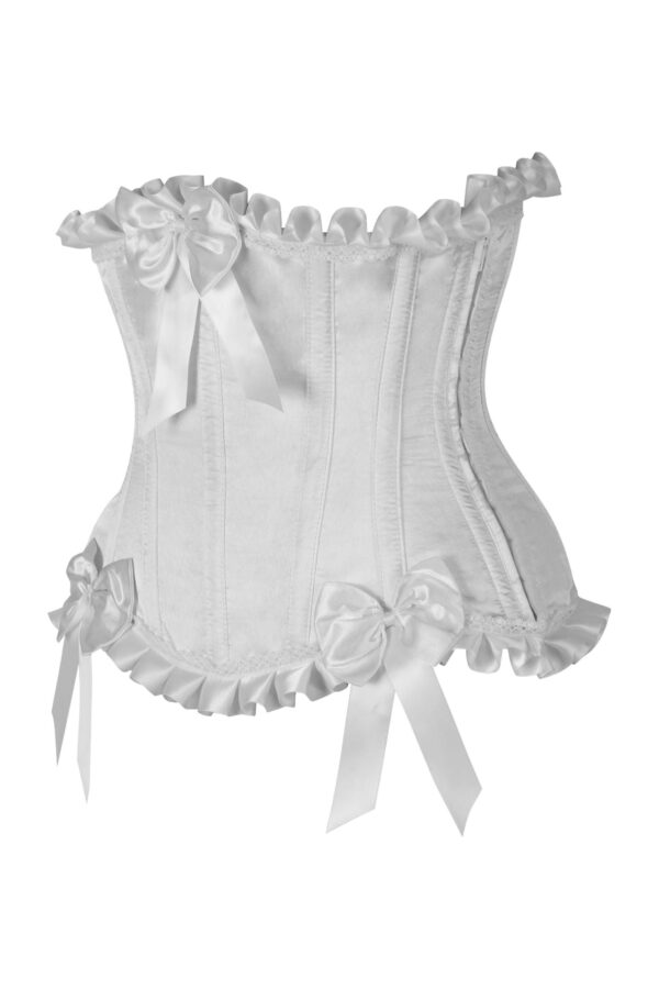 Top Drawer White Steel Boned Burlesque Underbust Corset Waist Cincher - Image 2