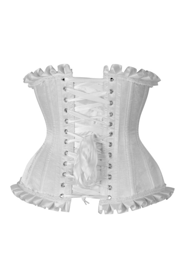 Top Drawer White Steel Boned Burlesque Underbust Corset Waist Cincher - Image 3