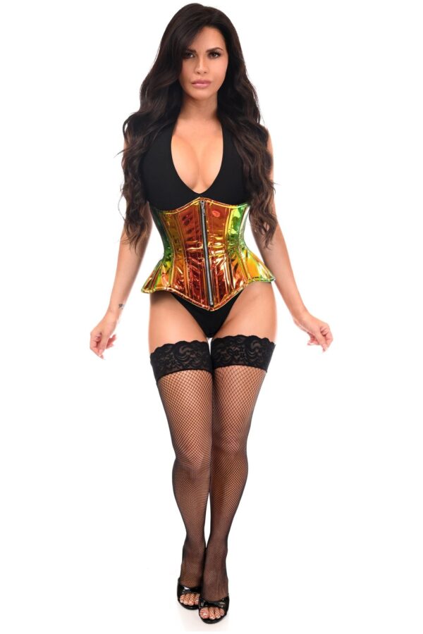 Top Drawer Sunset Holo Double Steel Boned Underbust Waist Cincher Corset - Image 3
