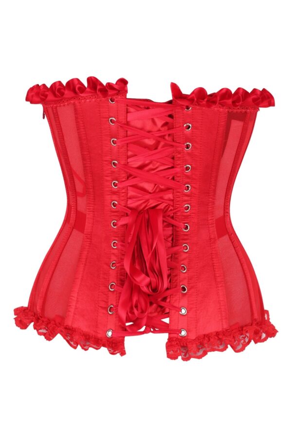 Top Drawer Steel Boned Red Mesh Underwire Bustier Corset - Image 3