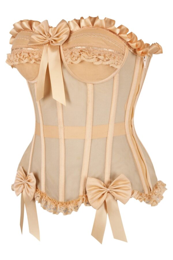 Top Drawer Steel Boned Nude Mesh Underwire Bustier Corset - Image 2