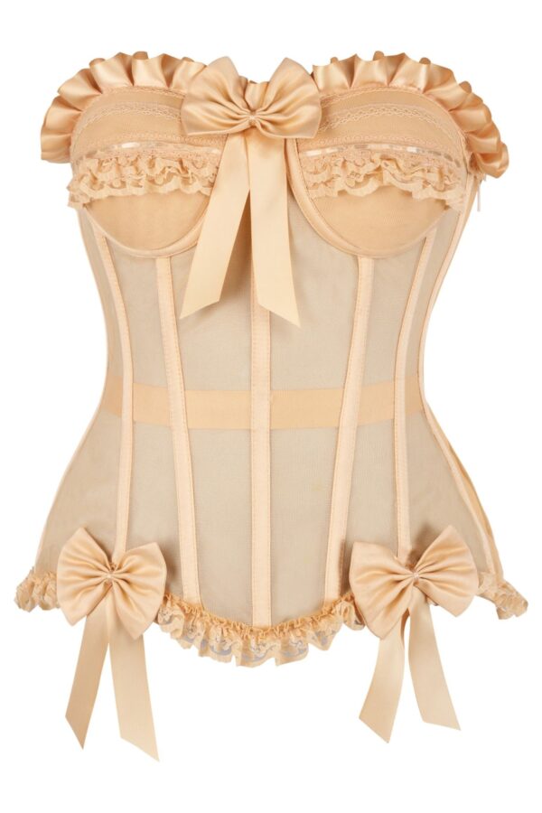 Top Drawer Steel Boned Nude Mesh Underwire Bustier Corset