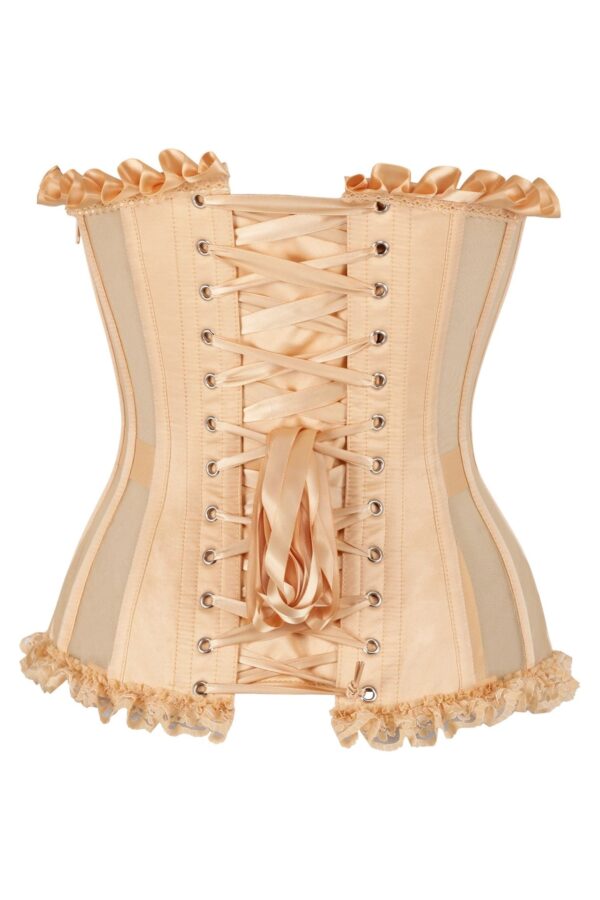 Top Drawer Steel Boned Nude Mesh Underwire Bustier Corset - Image 3