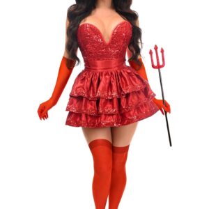 Top Drawer 5 PC Red Sequin Devil Corset Costume