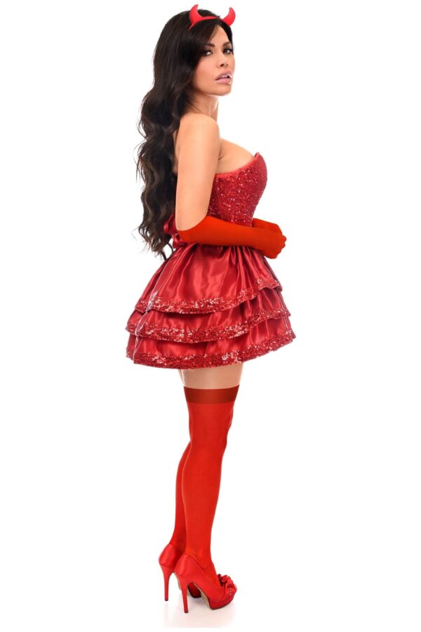 Top Drawer 5 PC Red Sequin Devil Corset Costume - Image 2
